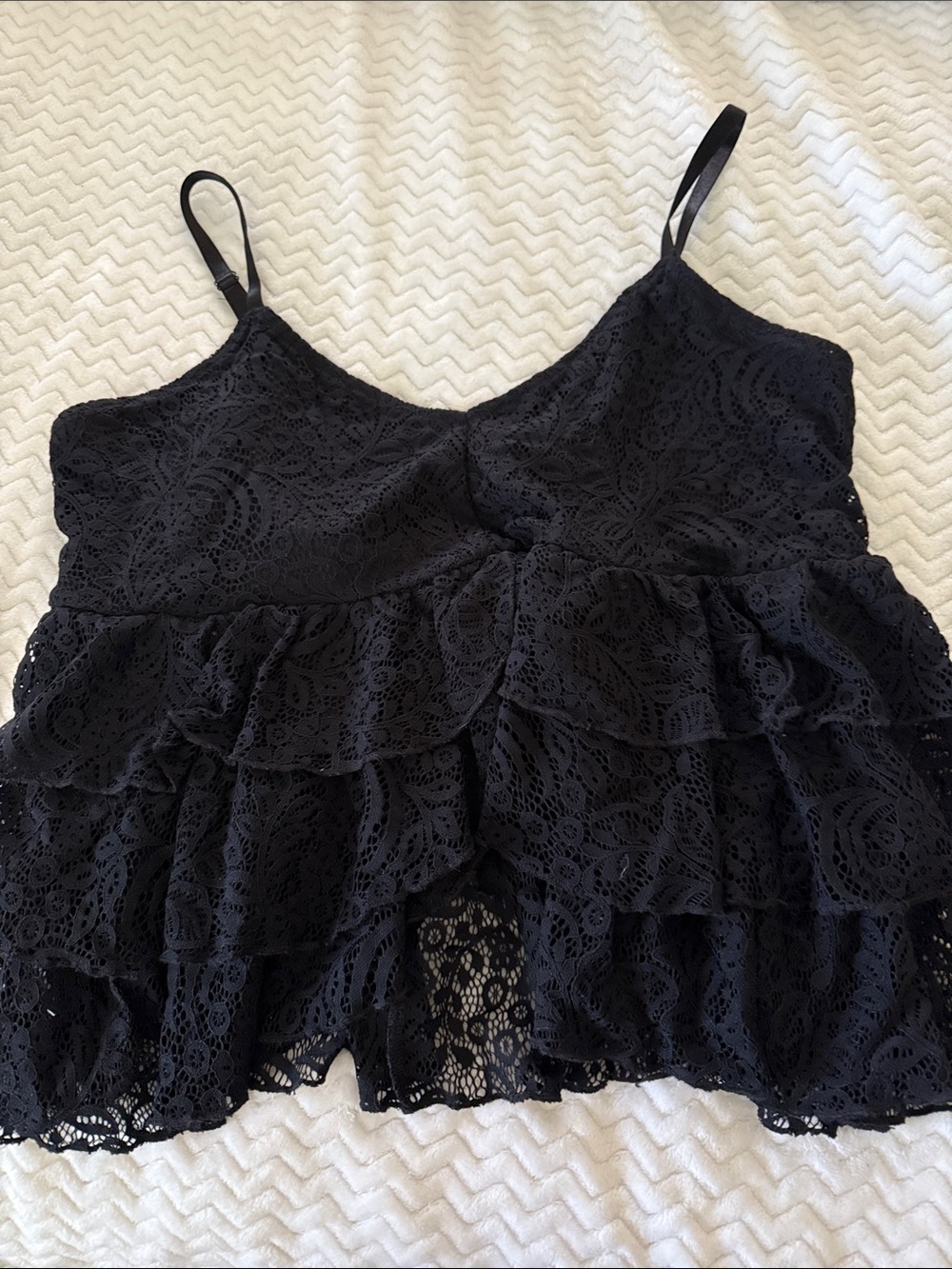 torrid Black Lace Tiered Ruffle Cami